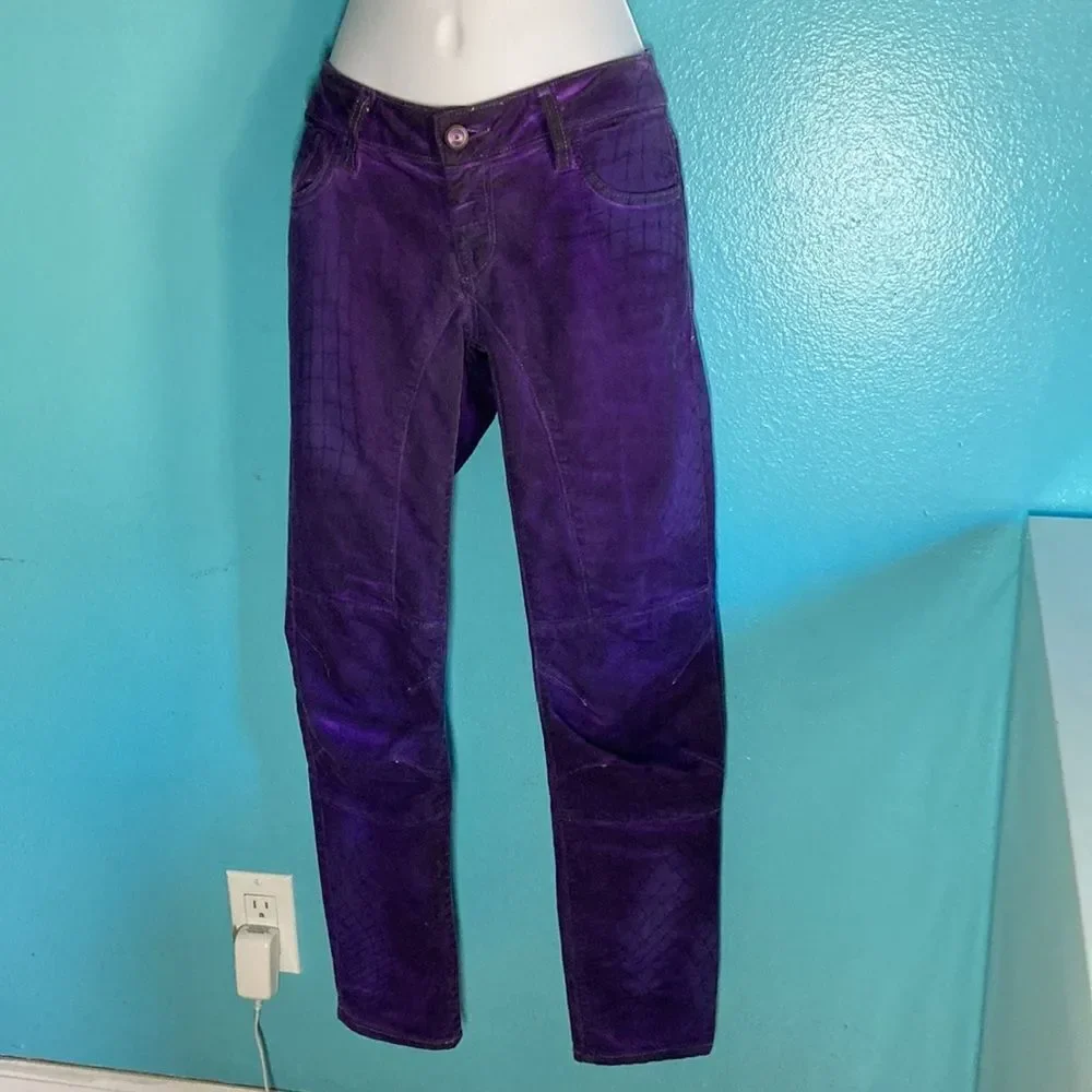 ! ITEM Purple Low Rise Skinny Jeans Fitted Racer Womens Size 26